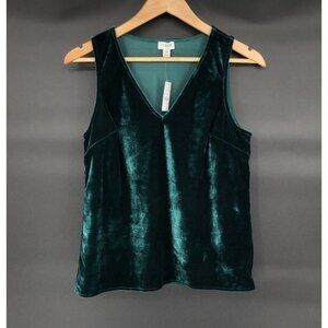 NWT J.Crew Womens Velour Sleeveless Top XS Deep Green Velvet Old Money Preppy